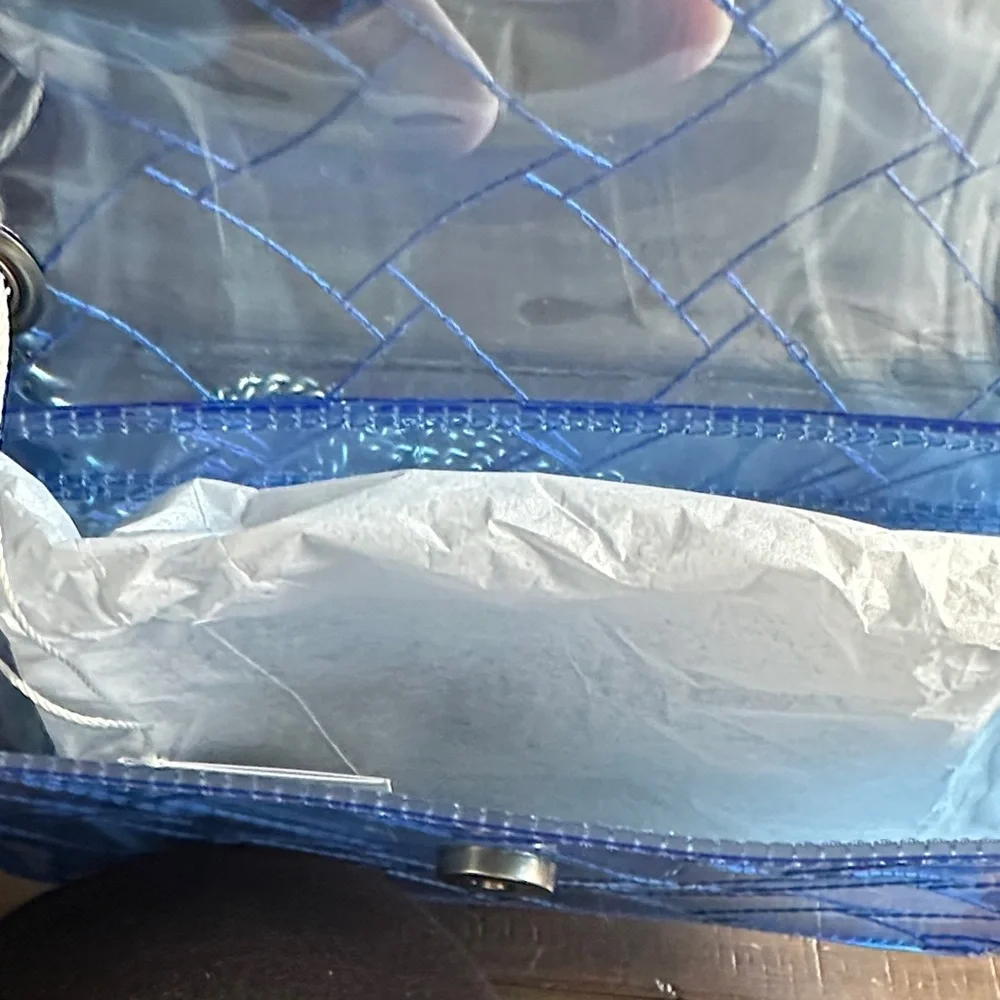 Kurt Geiger Vibrant Blue Quilted Transparent Crossbody with Chain - Picture 4 of 4